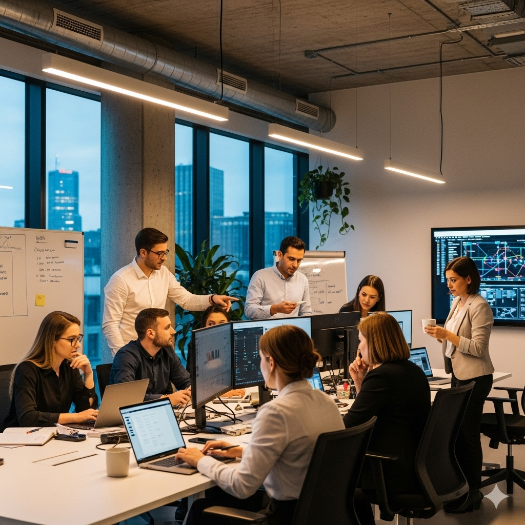 Imagen de equipo de trabajo en tecnología
